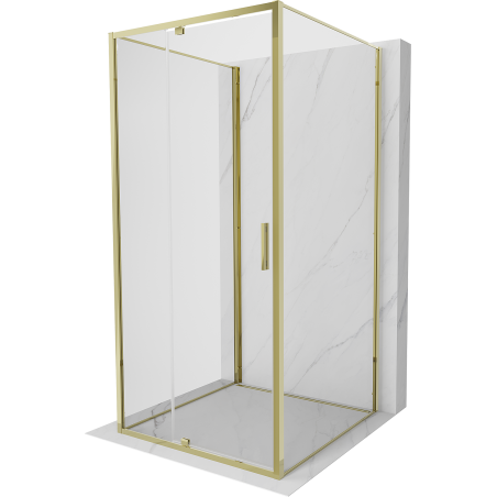 Mexen Exo-3S 3 sienų atveriama dušo kabina 100 x 100 cm, permatoma, auksinė - 819-100-100-50-00-3S