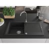 Mexen Leo granitinis plautuvės 1 kamera su džiovykla 900 x 500 mm, juoda/sidabrinis metalikas, chromuotas sifonas - 6501901010-?