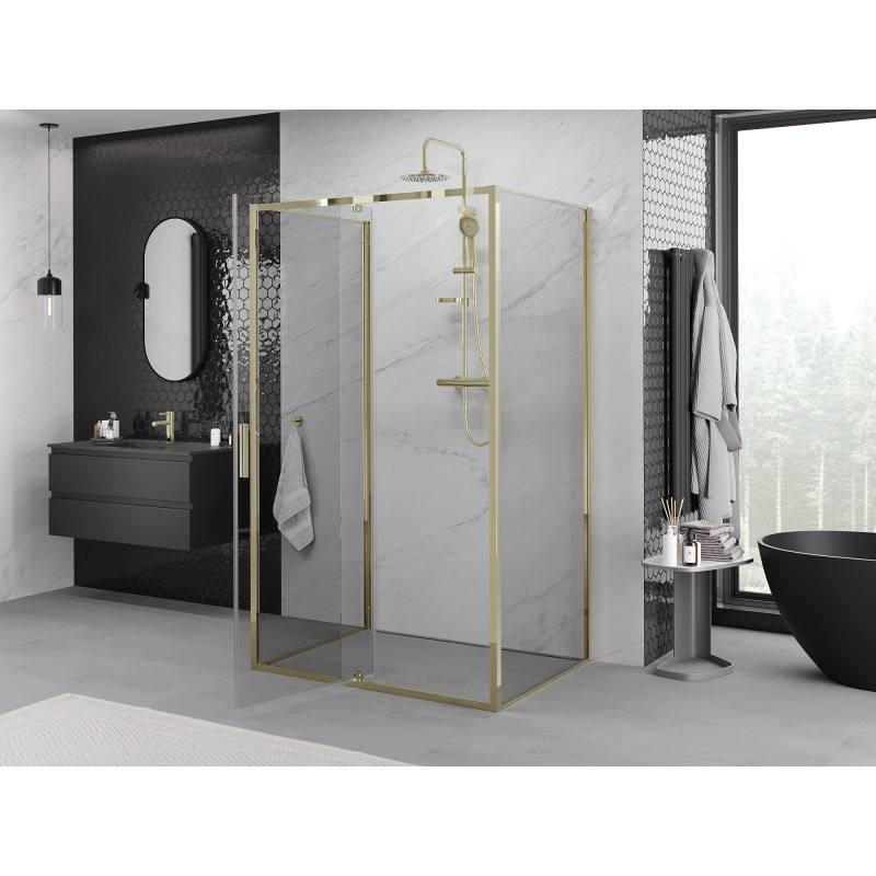 Mexen Exo-3S 120 x 100 cm trijų sienų dušo kabina, skaidri, auksinė - 819-120-100-50-00-3S