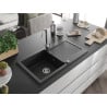 Mexen Leo granitinis plautuvės 1 kamera su džiovykla 900 x 500 mm, juoda/sidabrinis metalikas, chromuotas sifonas - 6501901010-?