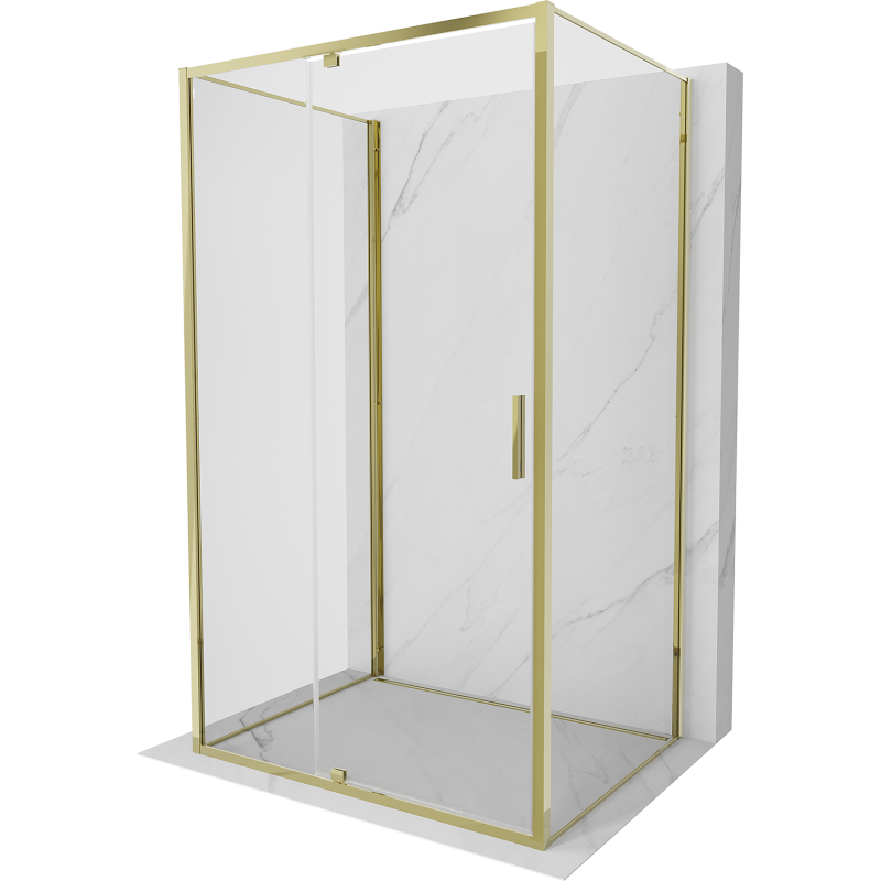 Mexen Exo-3S 3 sienų atveriama dušo kabina 150 x 100 cm, permatoma, auksinė - 819-150-100-50-00-3S