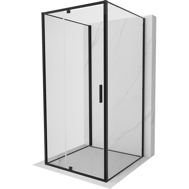 Mexen Exo-R 3S trijų sienų dušo kabina 90 x 90 cm, skaidri, juoda - 819-090-090-70-00-3S