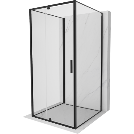Mexen Exo-R 3S trijų sienų dušo kabina 90 x 90 cm, skaidri, juoda - 819-090-090-70-00-3S