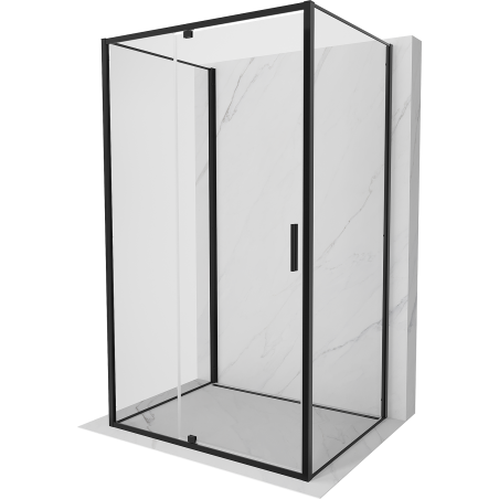 Mexen Exo-R 3S 3 sienelių dušo kabina su atveriamomis durimis 155 x 70 cm, skaidri, juoda - 819-155-070-70-00-3S