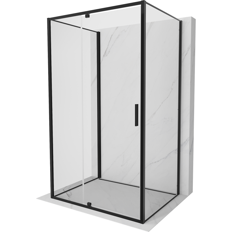 Mexen Exo-3S dušo kabina 3-jų sienų atveriama 110 x 80 cm, skaidri, juoda - 819-110-080-70-00-3S