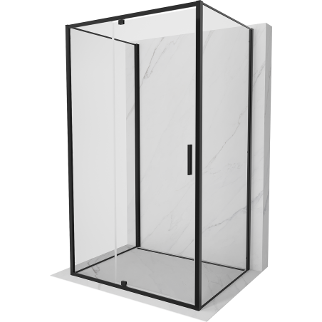 Mexen Exo-3S trijų sienų atveriama dušo kabina 140 x 80 cm, skaidri, juoda - 819-140-080-70-00-3S