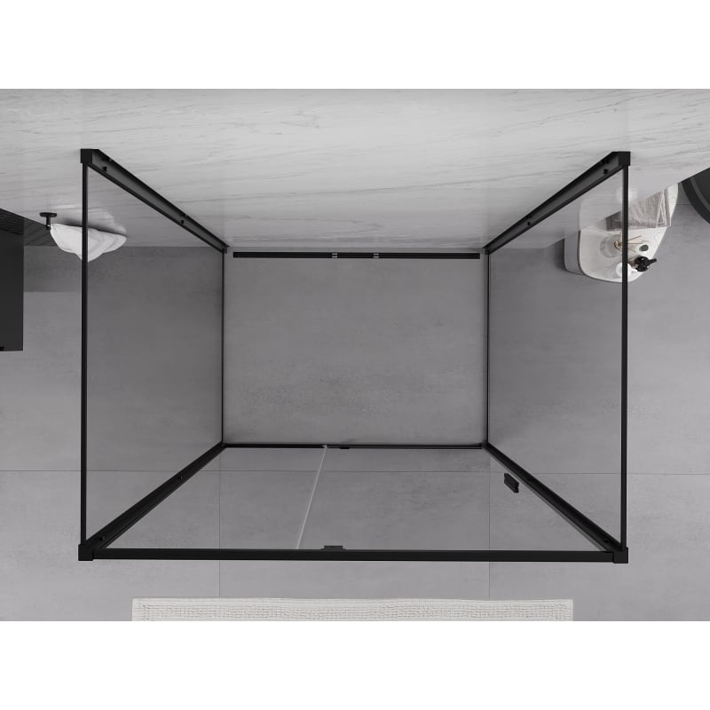 Mexen Exo-R 3S trijų sienelių dušo kabina su atveriamomis durimis 160 x 90 cm, permatoma, juoda - 819-160-090-70-00-3S