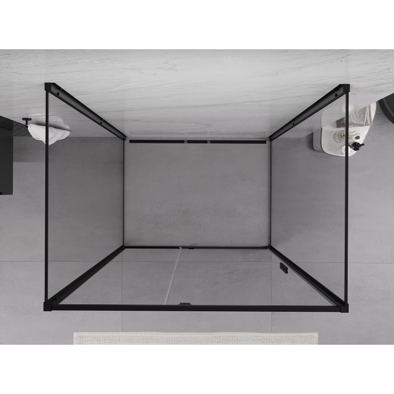 Mexen Exo-R 3S dušinės kabina 3 sienų atveriama 130 x 100 cm, skaidri, juoda - 819-130-100-70-00-3S