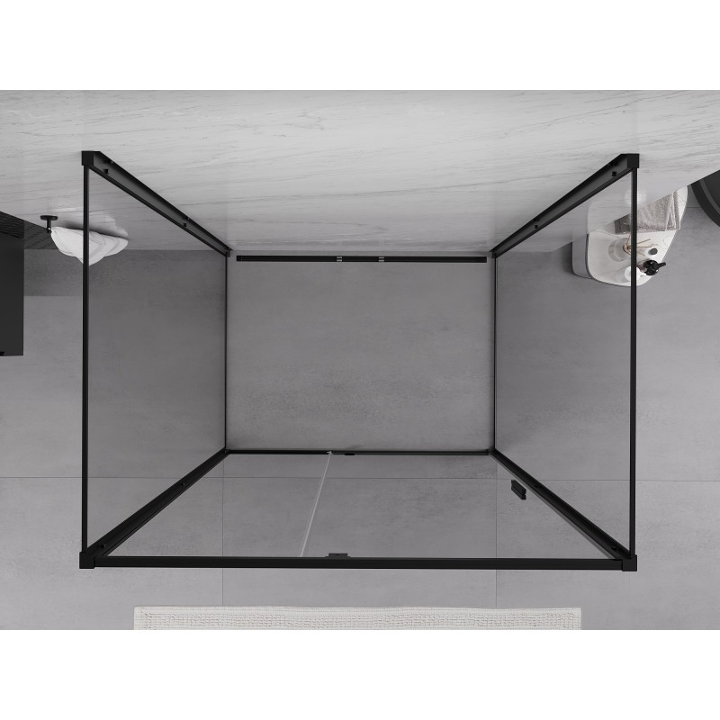 Mexen Exo-3S 3-sienė atverčiama dušo kabina 160 x 110 cm, skaidri, juoda - 819-160-110-70-00-3S