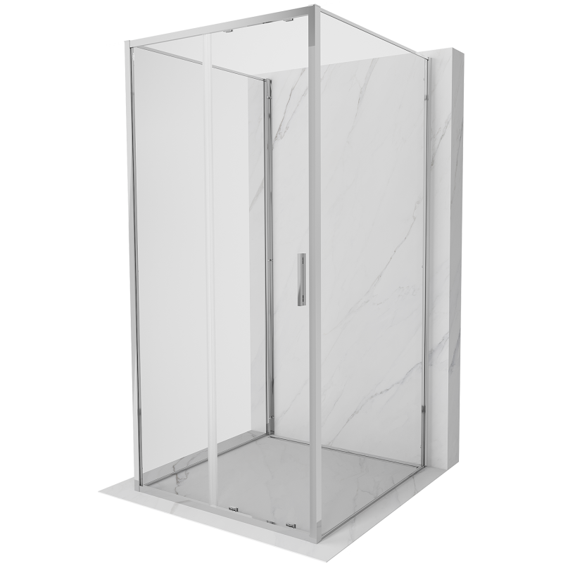 Mexen Exo-3S trijų sienų dušo kabina, stumdomosios durys, 90 x 90 cm, skaidri, chromuota - 8151-090-090-01-00-3S