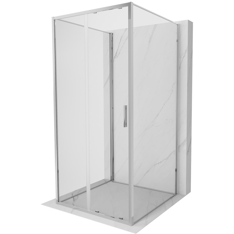 Mexen Exo-S 3S trijų sienų stumdomos dušo kabina 90 x 90 cm, permatomas, chromas - 8151-090-090-01-00-3S