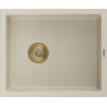Mexen Pedro granito plautuvė 1-skyrelio 560 x 460 mm, smėlio spalvos, auksinis sifonas - 6508561000-69-G
