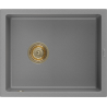 Mexen Pedro granito plautuvė 1-komorinis 560 x 460 mm, pilkas, auksinis sifonas - 6508561000-71-G