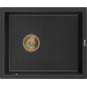 Mexen Pedro granitinė plautuvė su viena kamera 560 x 460 mm, juoda/sidabrinė metalo spalva, aukso sifonas - 6508561000-73-G