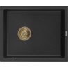 Mexen Pedro granito plautuvė 1 kameros 560 x 460 mm, juoda/sidabrinė metalo, aukso sifonas - 6508561000-73-G