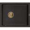 Mexen Pedro granitinė plautuvė 1 kamera 560 x 460 mm, juoda/auksinė metalo, aukso sifonas - 6508561000-75-G