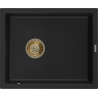 Mexen Pedro granitinė vienos kameros plautuvė 560 x 460 mm, juoda, auksinis sifonas - 6508561000-77-G