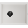 Mexen Pedro granito kriauklė su vienu dubeniu 560 x 460 mm, balta, juodas sifonas - 6508561000-20-B