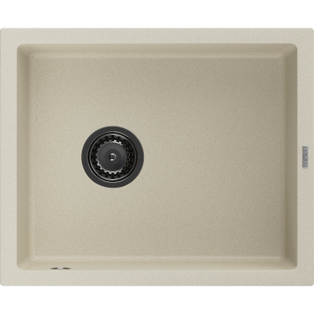 Mexen Pedro vienguba granitinė plautuvė 560 x 460 mm, Smėlio spalvos, sifonas Juoda - 6508561000-69-B