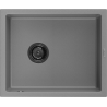 Mexen Pedro granito plautuvė 1 skyrius 560 x 460 mm, pilka, sifonas juodas - 6508561000-71-B