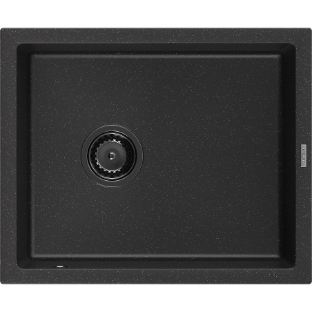 Mexen Pedro granitinė plautuvė 1 skyriumi 560 x 460 mm, juoda/sidabrinė metalinė, juodas sifonas - 6508561000-73-B