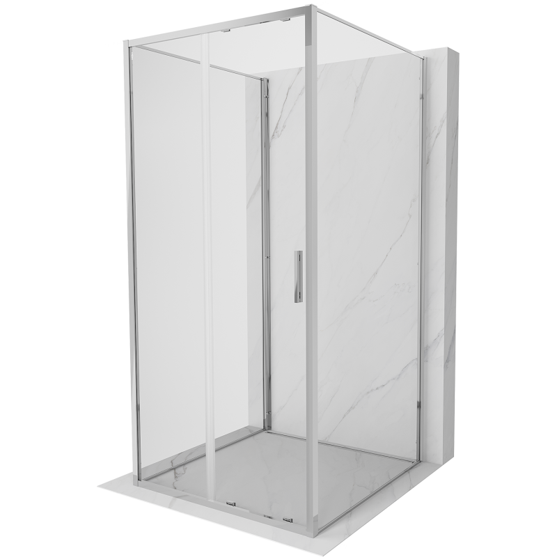 Mexen Exo-3S dušo kabina 3 sienelės stumdomos 100 x 100 cm, permatoma, chromas - 8151-100-100-01-00-3S