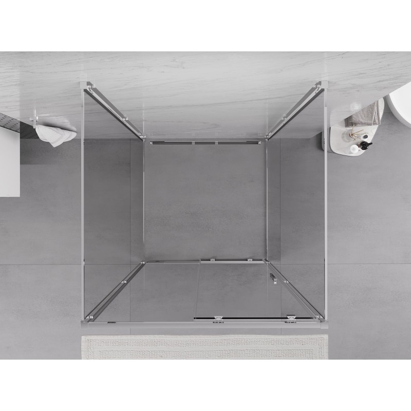 Mexen Exo-3S dušo kabina 3 sienelės stumdomos 100 x 100 cm, permatoma, chromas - 8151-100-100-01-00-3S