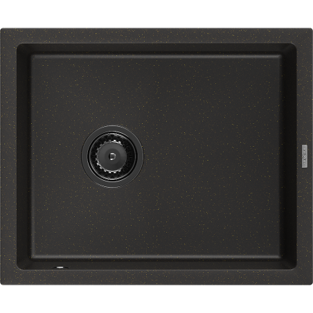 Mexen Pedro 1-dubens granitinė plautuvė 560 x 460 mm, juoda/auksinė metalo blizgesys, juodas sifonas - 6508561000-75-B