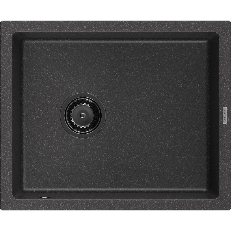 Mexen Pedro granito plautuvė 1 kamerų 560 x 460 mm, juoda dėmėta, juodas sifonas - 6508561000-76-B