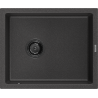 Mexen Pedro granito kriauklė vienos kameros 560 x 460 mm, juoda su taškeliais, juodas sifonas - 6508561000-76-B