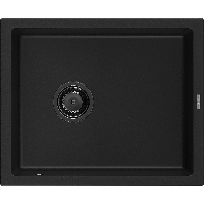 Mexen Pedro granitinė 1 skyriumi plautuvė 560 x 460 mm, juoda, sifonas juodas - 6508561000-77-B