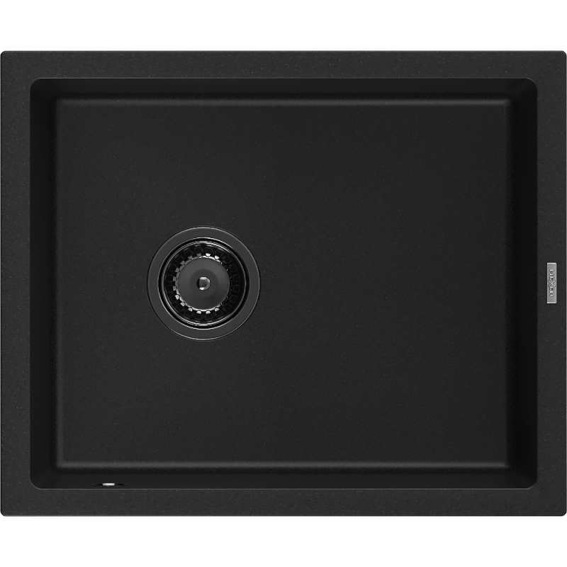 Mexen Pedro granitinė kriauklė vienos sunkiosios 560 x 460 mm, juoda, juodas sifonas - 6508561000-77-B
