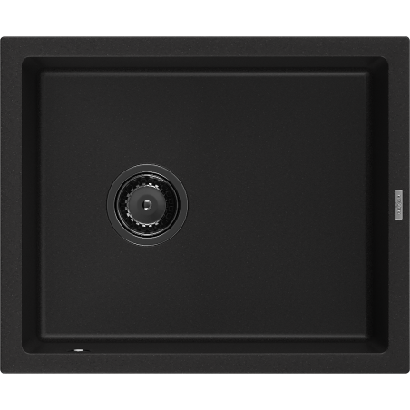 Mexen Pedro granitinė kriauklė vienos sunkiosios 560 x 460 mm, juoda, juodas sifonas - 6508561000-77-B