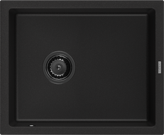 Mexen Pedro granito plautuvė 1 kameros 560 x 460 mm, juoda, juodas sifonas - 6508561000-77-B