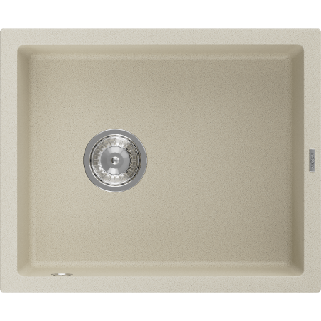 Mexen Pedro granito plautuvė vienos kameros 560 x 460 mm, smėlio spalvos, chrominis sifonas - 6508561000-69