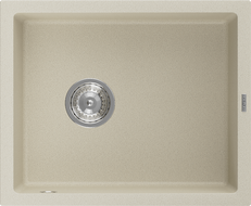 Mexen Pedro granito plautuvė vienos kameros 560 x 460 mm, smėlio spalvos, chrominis sifonas - 6508561000-69