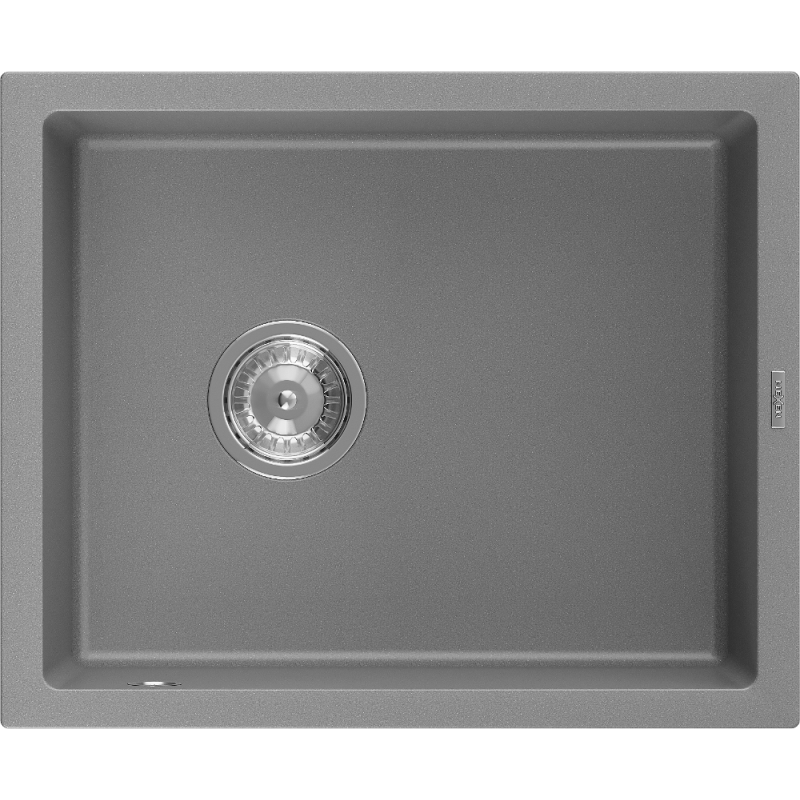 Mexen Pedro granitinė 1-kameros kriauklė 560 x 460 mm, pilka, chromuotas sifonas - 6508561000-71