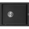 Mexen Pedro granitinė plautuvė 1 skyrelio 560 x 460 mm, juoda/sidabrinė metalo spalva, chromo sifonas - 6508561000-73