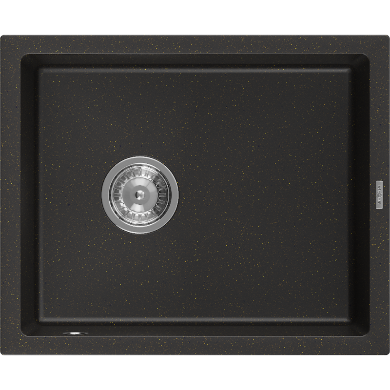 Mexen Pedro vienguba granitinė plautuvė 560 x 460 mm, Juoda/Auksinė metallic - 6508561000-75