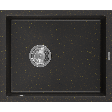 Mexen Pedro granito plautuvė 1-skyrius 560 x 460 mm, juoda/auksinė metalika, chromuotas sifonas - 6508561000-75