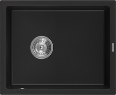 Mexen Pedro granitinis vienos sekcijos plautuvė 560 x 460 mm, juoda, chromuotas sifonas - 6508561000-77