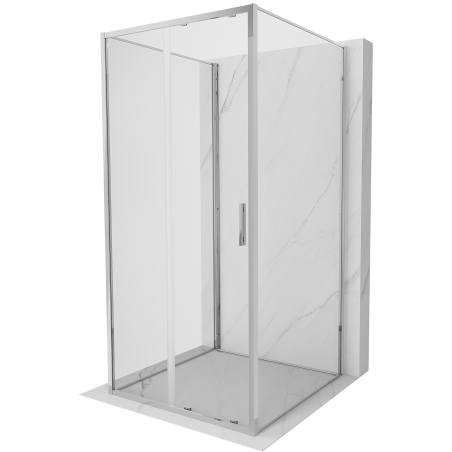 Mexen Exo-3S trijų sienų dušo kabina stumdomomis durimis 110 x 110 cm, permatoma, chromuota - 8151-110-110-01-00-3S