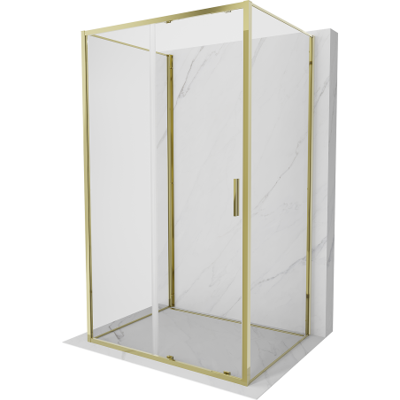 Mexen Exo-3S trijų sienų stumdomas dušas 135 x 95 cm, skaidrus, auksinis - 8151-135-095-50-00-3S