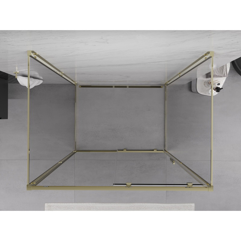 Mexen Exo-S 3S dušo kabina 3-sienų stumdoma 140 x 95 cm, skaidri, auksinė - 8151-140-095-50-00-3S