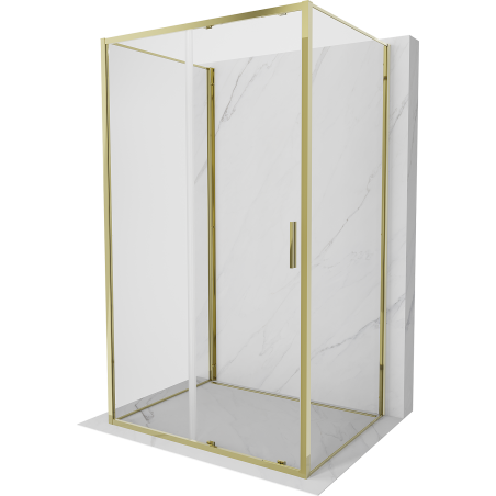 Mexen Exo-3S trijų sienelių stumdomas dušas 170 x 75 cm, skaidrus, auksinis - 8151-170-075-50-00-3S