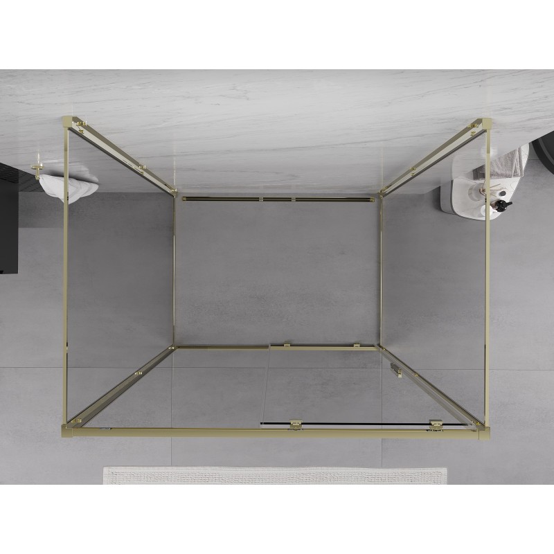 Mexen Exo-3S Trijų sienų stumdomas dušo kabinas 90 x 120 cm, skaidrus, auksinis - 8151-090-120-50-00-3S
