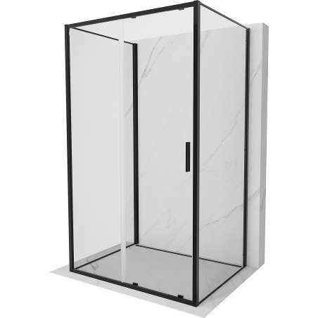 Mexen Exo-S 3S trijų sienelių stumdomi dušo kabina 125 x 75 cm, skaidri, juoda - 8151-125-075-70-00-3S