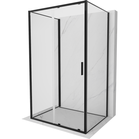 Mexen Exo-S 3S trijų dalių stumdomas dušo kabinos 140 x 90 cm, permatomas, juodas - 8151-140-090-70-00-3S