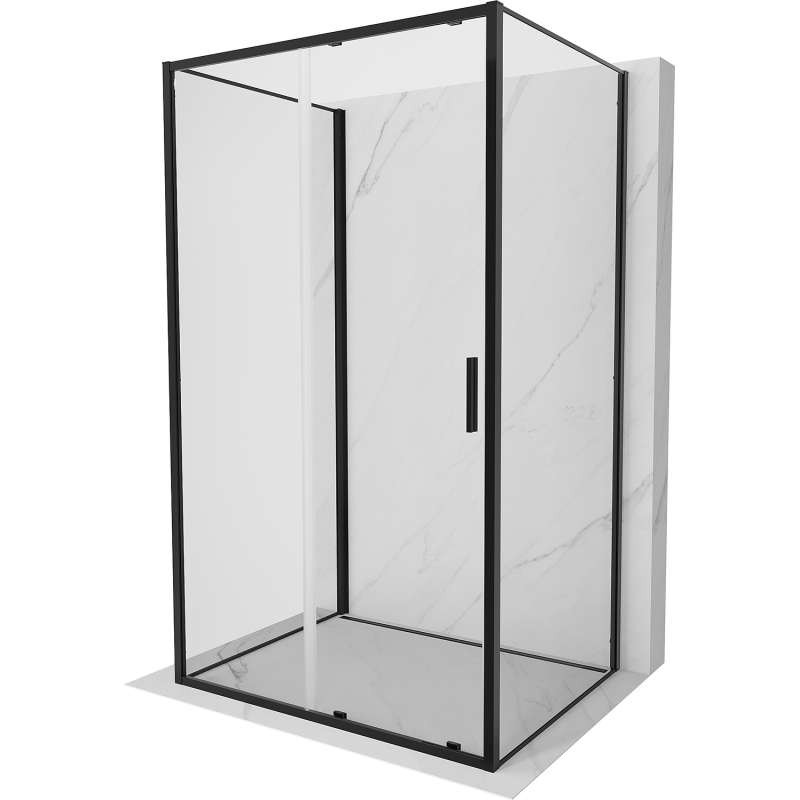 Mexen Exo-3S 3-sienų stumdomas dušo kabinas 110 x 95 cm, skaidrus, juodas - 8151-110-095-70-00-3S