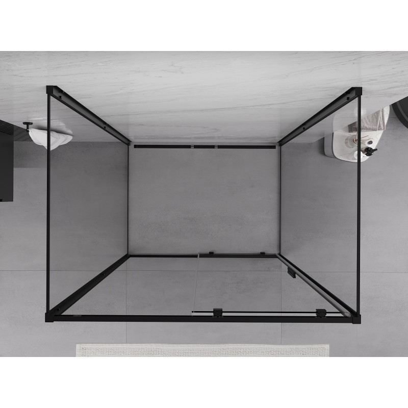 Mexen Exo-S 3S trijų sienų stumdomas dušo kabinas 180 x 75 cm, skaidrus, juodas - 8151-180-075-70-00-3S